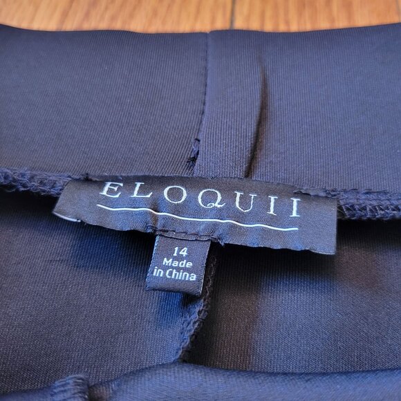 Eloquii 14 Black Pencil Skirt‎ Midi White Stripes Down the Side Stretch - Picture 3 of 5